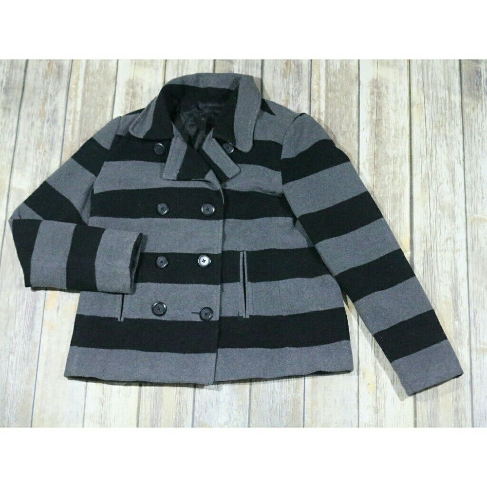 Jack by BB Dakota Wool Jacket Coat Stripes Buttons